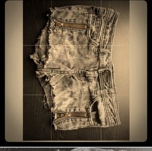Black Acid Wash Shorts